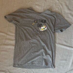 Gray Graphic v neck Tee Let Them Eat King Cake Mardi Gras